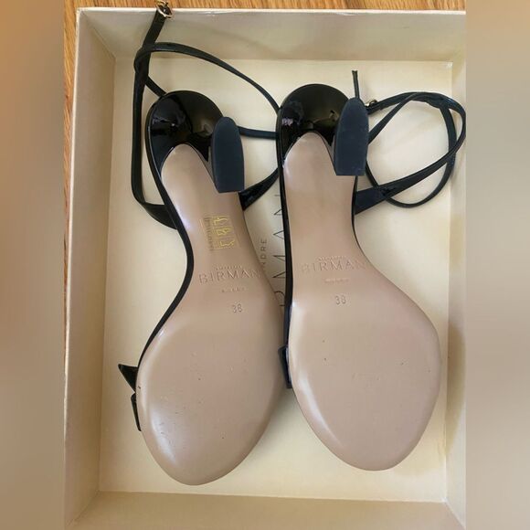 ALEXANDRE BIRMAN CLARITA BELL 85 PATENT SANDALs Black Heels bow shoes Revolve 8 - Picture 8 of 15